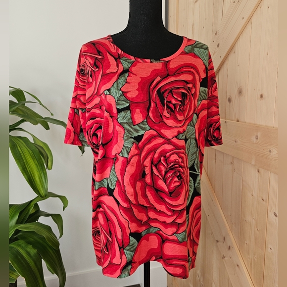 LULAROE size‎ XS red floral women's top - Picture 1 of 7